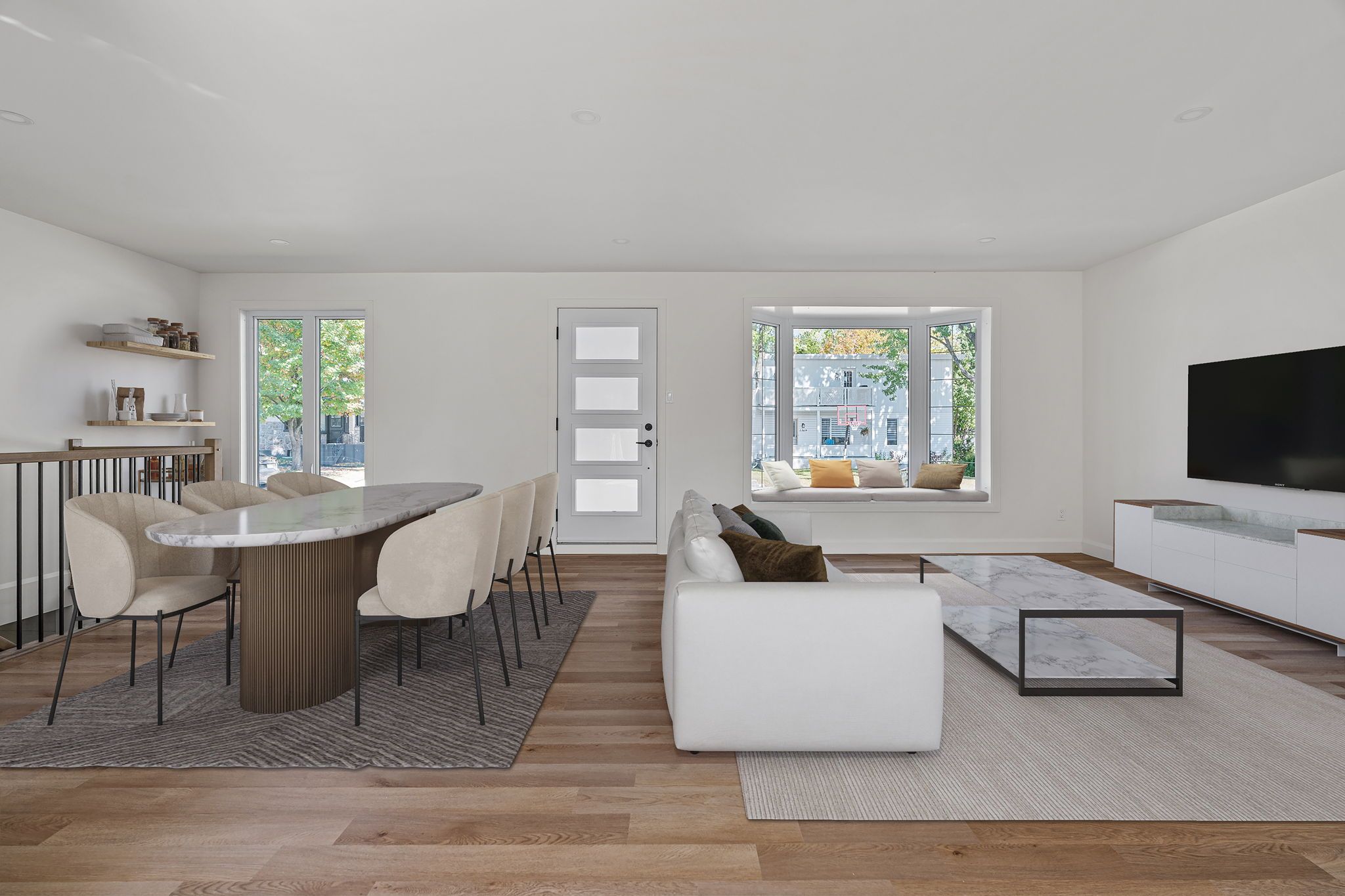 home staging virtuel salon salle à manger pour courtier immobilier